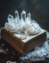 Mystical Crystals Growing on an Ancient Grimoire Royalty Free Stock Photo