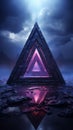 Mystical cyan Valknut Cinematic lighting against a flat purple backdrop
