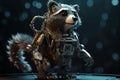 3D Jellycat Raccoon Robot with Rococo Detailing and Cinematic Lighting in Transparent Body