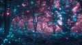 Mystical 3D woodland: bioluminescent flora and trees create an ethereal, dreamy ambiance in a truly enchanting digital