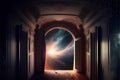 Mystical door to the future. 3D rendering. Fantasy