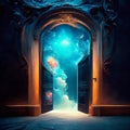 Mystical door to heaven. 3D illustration. Fantasy. generative AI