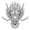 Mystical dragon face logotype monochrome