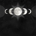 Mystical drawing: Triple moon pagan Wicca symbol, full moon, phases of the moon.