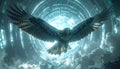 Mystical Eagle in Futuristic Architecture Royalty Free Stock Photo