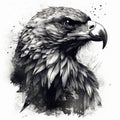 Mystical Eagle in Neo-Traditional Blackwork Style on White Background for Posters and Web.