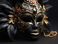 Mystical Elegance of black and gold mask. Generative AI