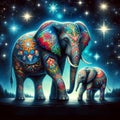 Mystical Elephants Journey Through Cosmic Grandeur