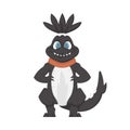 Mystical, fabulous funny black dinosaur. Cartoon style