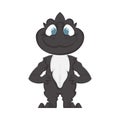 Mystical, fabulous funny black dinosaur. Cartoon style