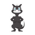 Mystical, fabulous funny black dinosaur. Cartoon style