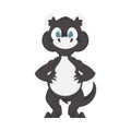 Mystical, fabulous funny black dinosaur. Cartoon style