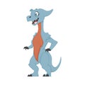 Mystical, fabulous funny blue dinosaur. Cartoon style