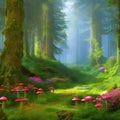 1437 Mystical Fairy Tale Forest: A mystical and enchanting background featuring a fairy tale forest with enchanting trees, glowi