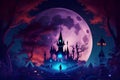 Mystical Fantacy Halloween full moon night with Haunted houses
