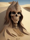 Magical wizard skull made of desert sand