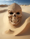 Old wizard skull made of desert sand