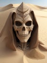 Wizard skull made of desert sand