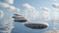 Mystical floating stones creating a skyhigh pathway