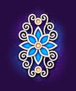 Mystical Flower with Scrollworks, Deco Element Royalty Free Stock Photo