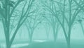 Mystical foggy forest in the morning Royalty Free Stock Photo