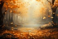 Mystical forest abstraction falling autumn leaves in a mesmerizing display