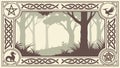 Mystical Forest with Ancient Trees and Celtic Border Frame, vector design Generative AI Royalty Free Stock Photo