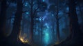 A mystical forest bathed in moonlight