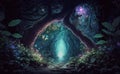Mystical forest, concept of ayahuasca psychedelics and hallucination