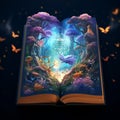Mystical Forest Emerging from an Open Book