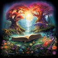 Mystical Forest Emerging from an Open Book