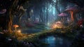 Mystical forest with fairies Royalty Free Stock Photo