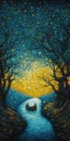 Mystical Forest Landscape Painting for Wall Art and Decor.