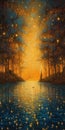 Mystical Forest Landscape Painting for Wall Art.