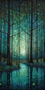 Mystical Forest Landscape Painting for Wall Art.