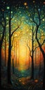 Mystical Forest Landscape Painting for Wall Art.