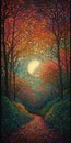 Mystical Forest Landscape Painting for Wall Art.