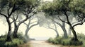 Mystical Forest Pathway Leading to the Ocean Horizon Royalty Free Stock Photo