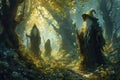 Mystical forest shamans, communing with nature spirits and harnessing their ancient magic - Generative AI