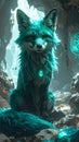 Mystical Fox with Glowing Blue Fur Royalty Free Stock Photo