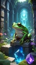 Mystical Frog Sitting on Ancient Ruins Royalty Free Stock Photo