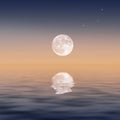 Mystical full moon rising from sea