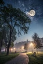 Full Moon Night in Park Royalty Free Stock Photo
