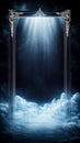 Mystical Gateway to Another World Surrounded by Elegant Frame and Ethereal Clouds Under Heavenly Light