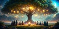 Mystical Gathering Underneath a Glowing Tree Creative AI