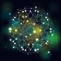 Mystical geometry symbol on space background.