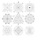 Mystical geometry symbols set.