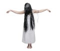 Mystical ghost woman in white shirt with long black hair Royalty Free Stock Photo