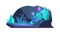 Mystical Glowing Cave: Enchanted Plants Hidden Secrets, vector design Generative AI Royalty Free Stock Photo