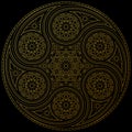 Mystical gold mandala with six-pointed star. Vector design on black background Royalty Free Stock Photo